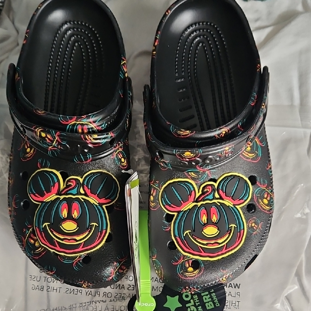 CROCS Black Slippers with Classic Comfort and Slip-On Design Glow In The  Dark